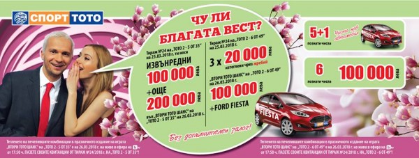 6 380 000 лева в джакпоти и още благи вести за Благовещение